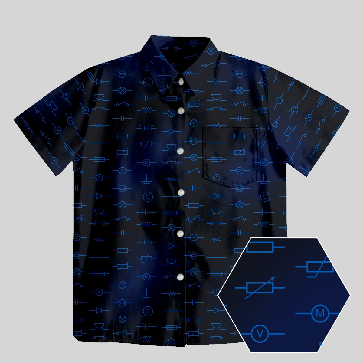 Electronic Component Black Button Up Pocket Shirt - Geeksoutfit
