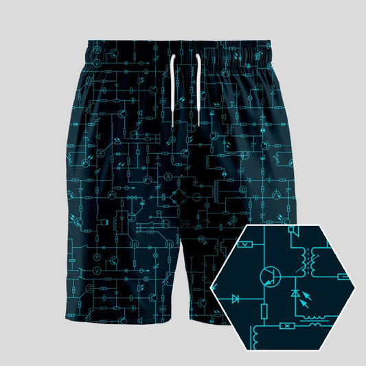 Electronic Components Arrow Dark Blue Geeky Drawstring Shorts - Geeksoutfit