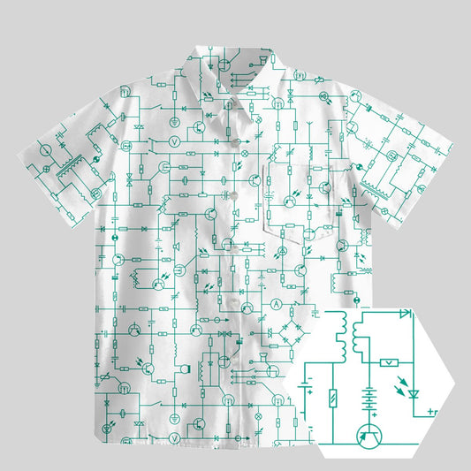 Electronic Components Arrow White Button Up Pocket Shirt - Geeksoutfit