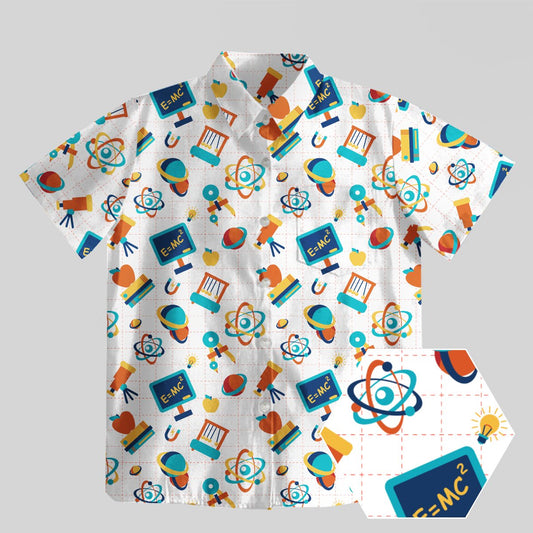 E=mc2 Atomic Science White Button Up Pocket Shirt - Geeksoutfit