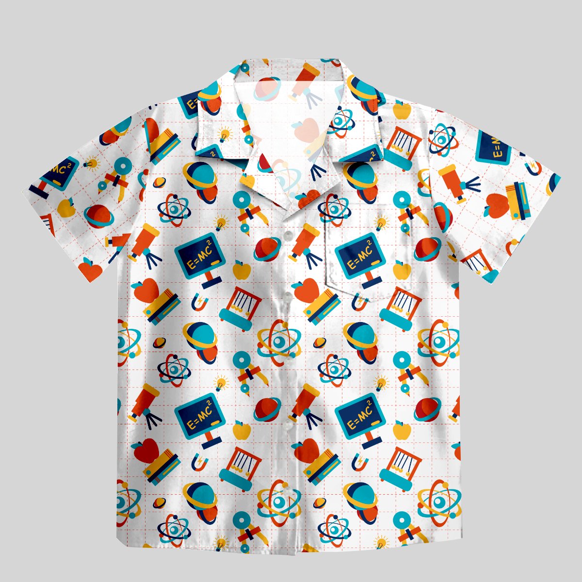 E=mc2 Atomic Science White Button Up Pocket Shirt - Geeksoutfit