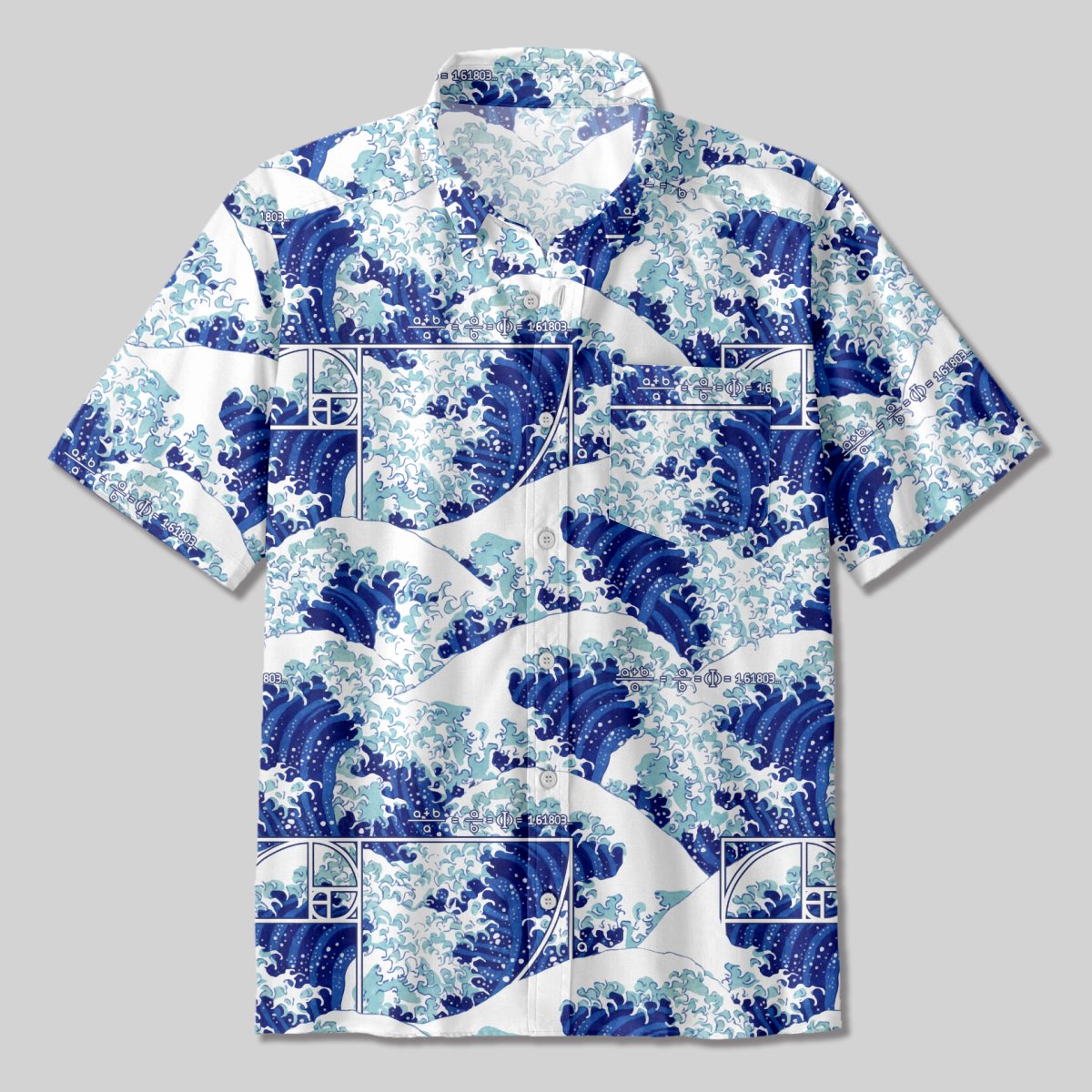 Fibonacci Waves Button Up Pocket Shirt - Geeksoutfit