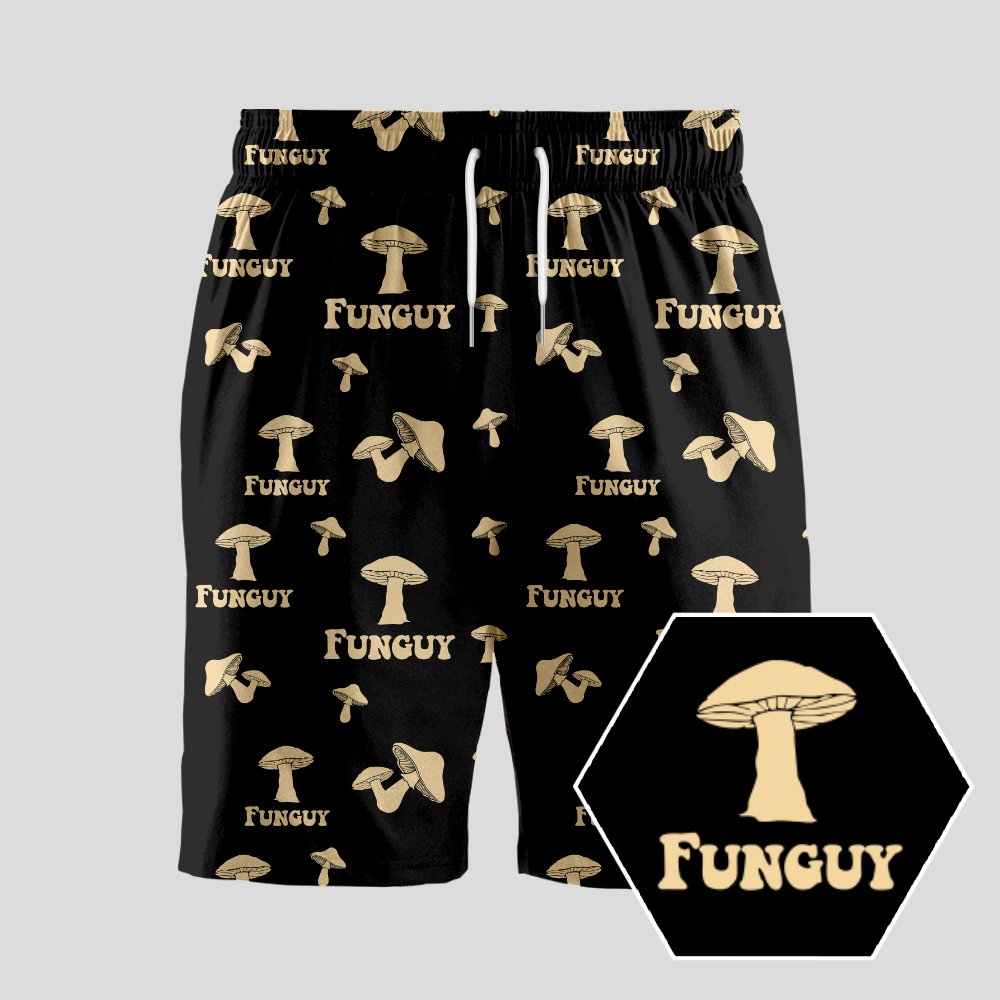 Fungi Funguy Black Geeky Drawstring Shorts - Geeksoutfit