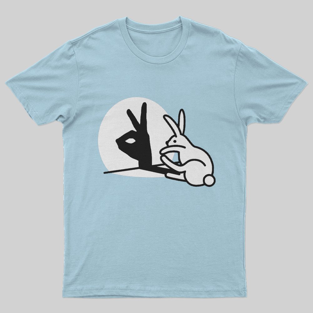 Funny Rabbit Hand Shadow Puppets Bunny Figure Pop Art T-Shirt - Geeksoutfit