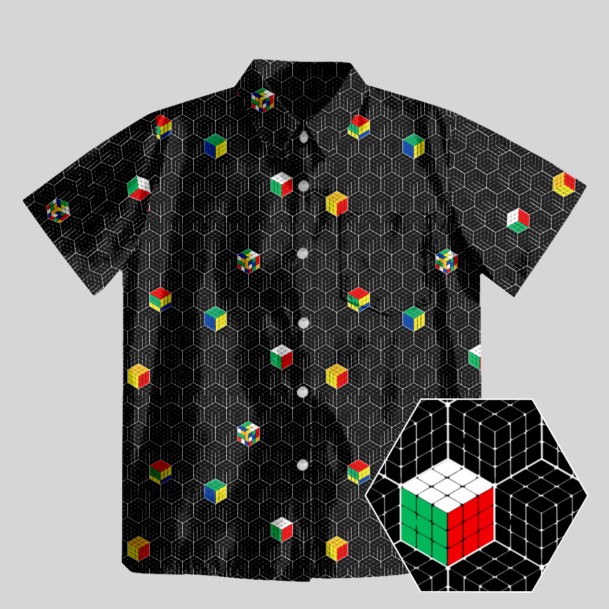 Funny Rubik's Cube Honeycomb Button Up Pocket Shirt - Geeksoutfit