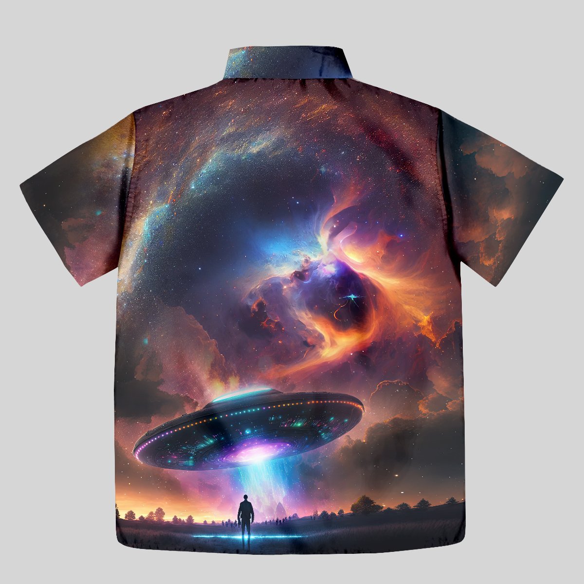 Galaxy Spaceship Button Up Pocket Shirt - Geeksoutfit