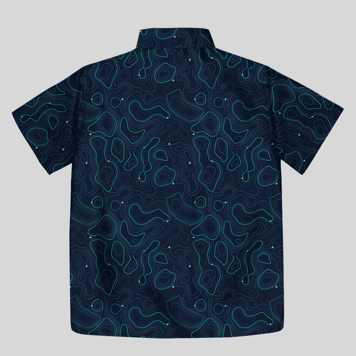 Geographic Contour Navy Blue Button Up Pocket Shirt - Geeksoutfit