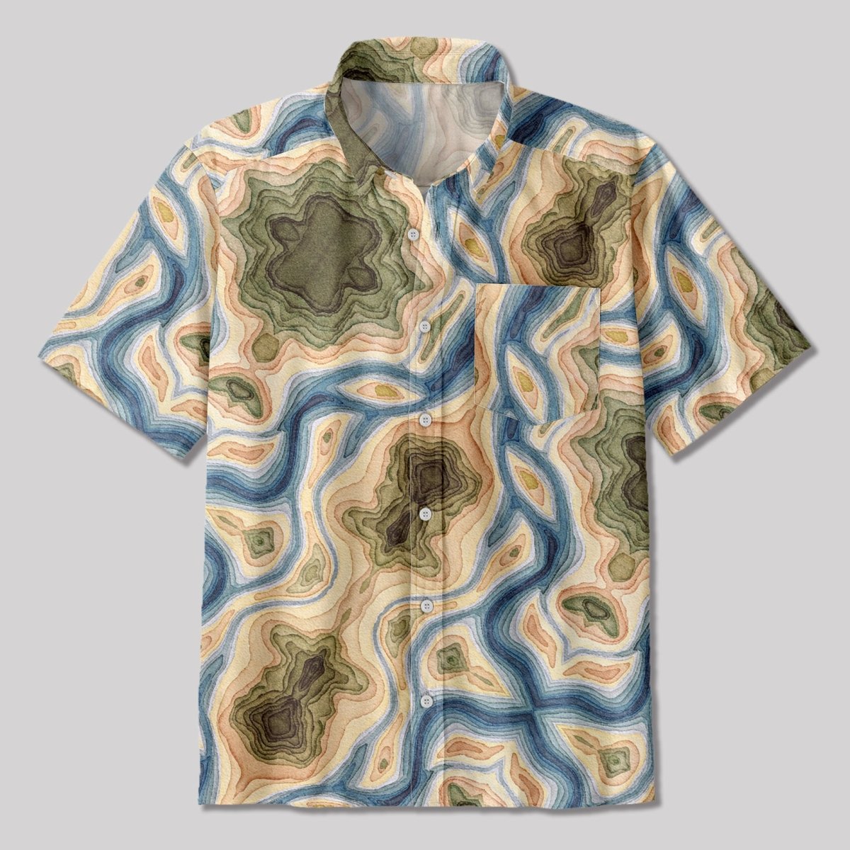 Geological Texture Button Up Pocket Shirt - Geeksoutfit