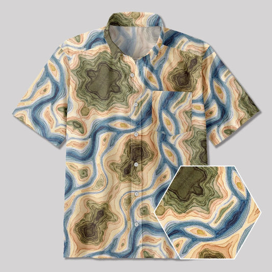 Geological Texture Button Up Pocket Shirt - Geeksoutfit