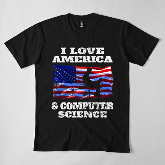 I Love America And Computer Science T-Shirt - Geeksoutfit