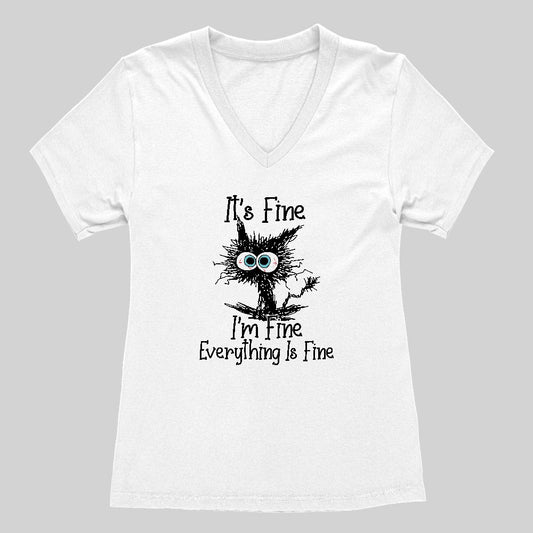 I'm Fine Women's V-Neck T-shirt - Geeksoutfit
