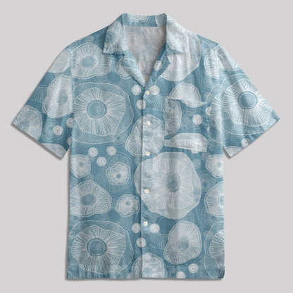 Lotus Leaf Texture Button Up Pocket Shirt - Geeksoutfit