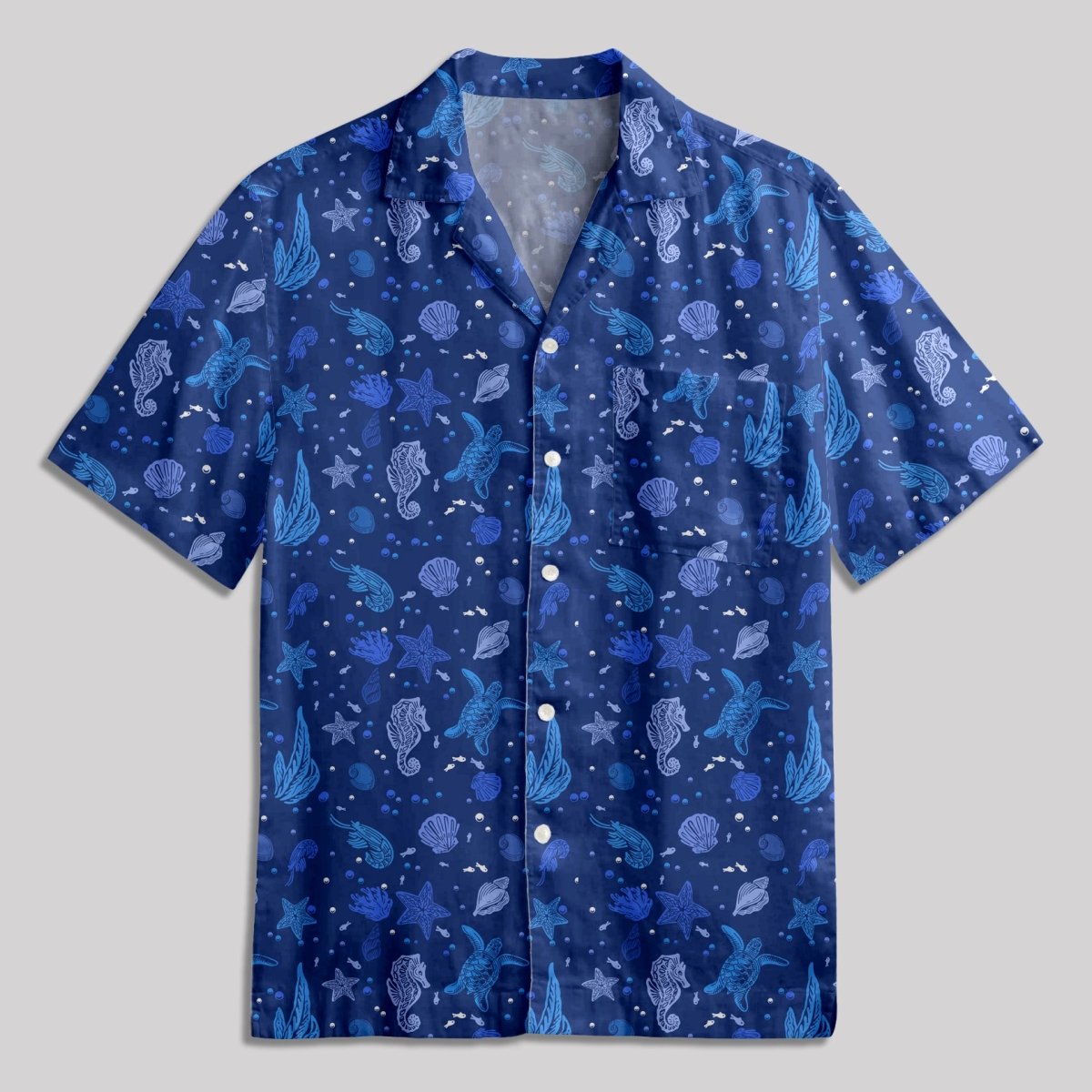 Marine Life Button Up Pocket Shirt - Geeksoutfit