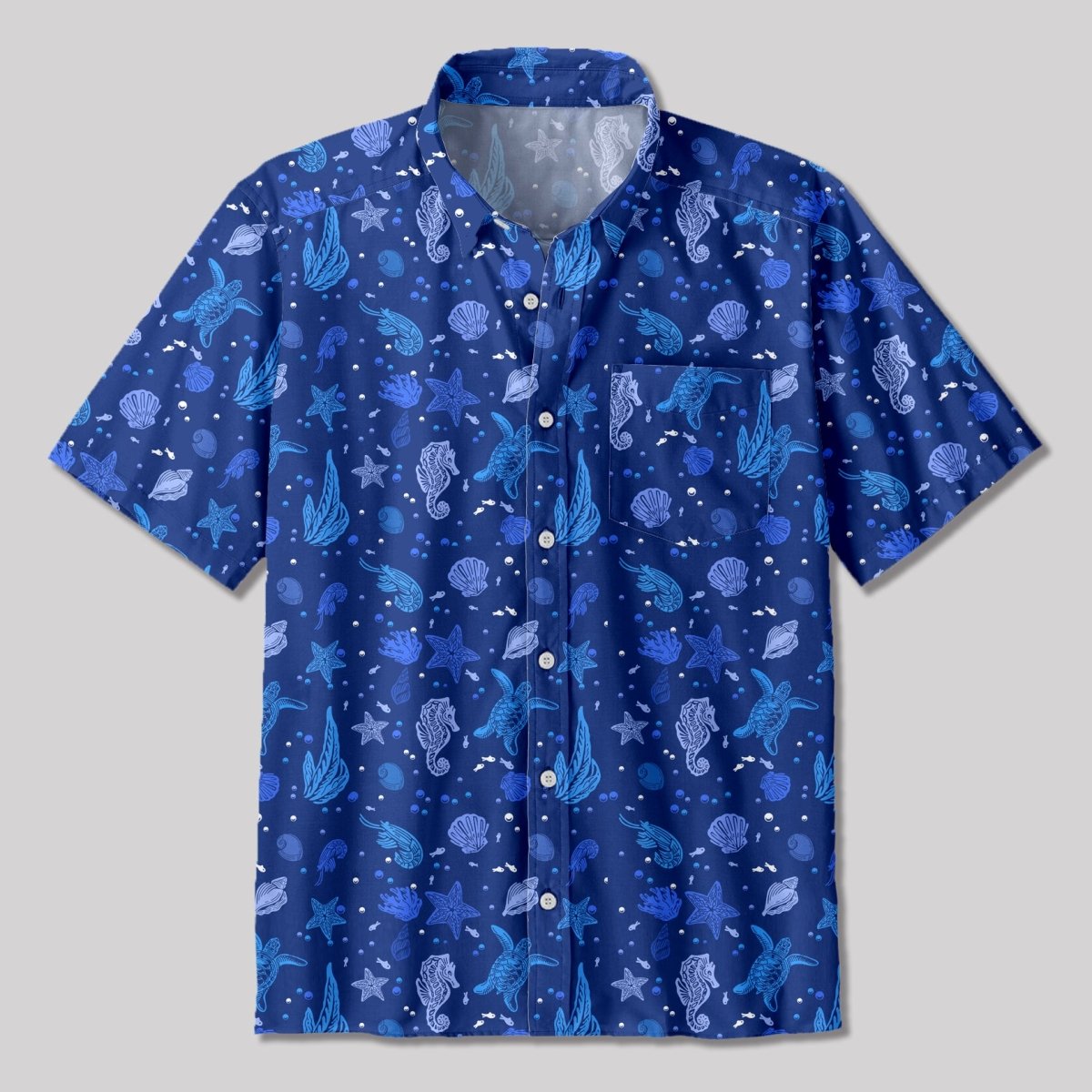 Marine Life Button Up Pocket Shirt - Geeksoutfit