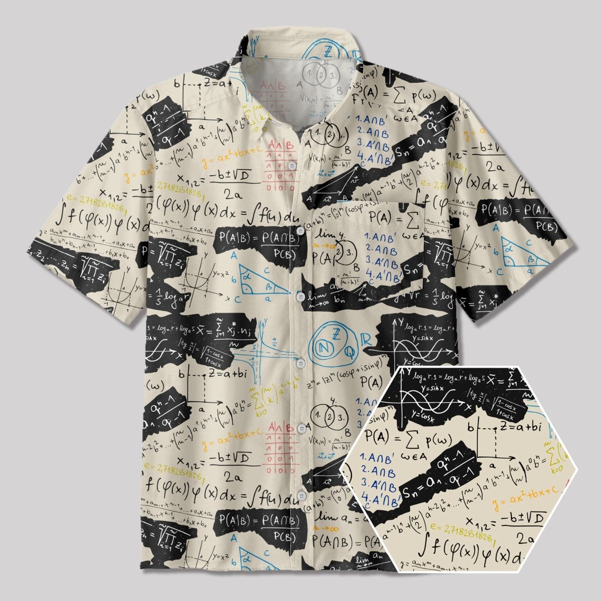 Mathematical Formula Button Up Pocket Shirt - Geeksoutfit