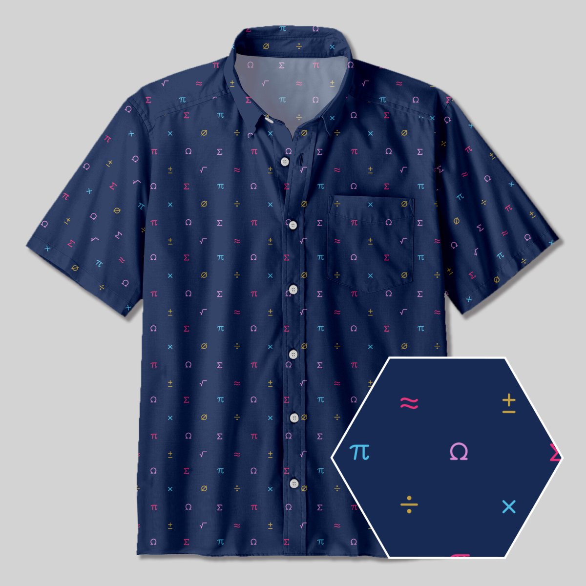 Mathematics Symbol Button Up Pocket Shirt - Geeksoutfit