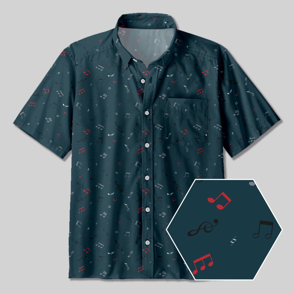 Music Button Up Pocket Shirt - Geeksoutfit
