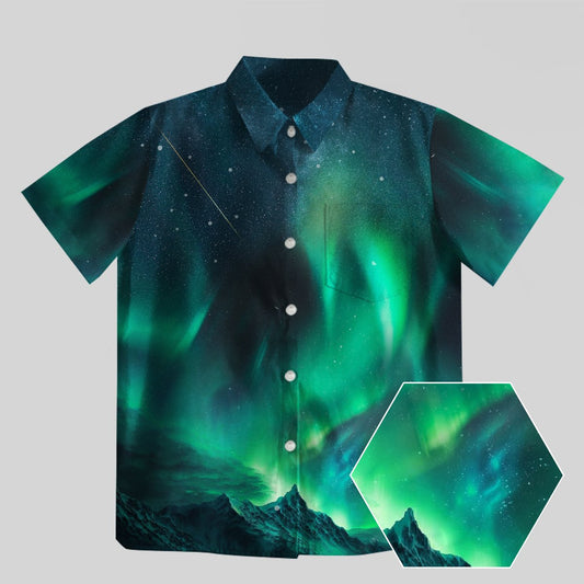 Mysterious Aurora Button Up Pocket Shirt - Geeksoutfit