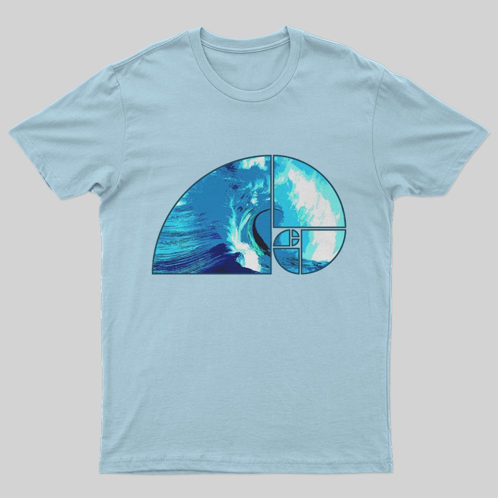 Ocean Wave Fibonacci Spiral T-Shirt - Geeksoutfit
