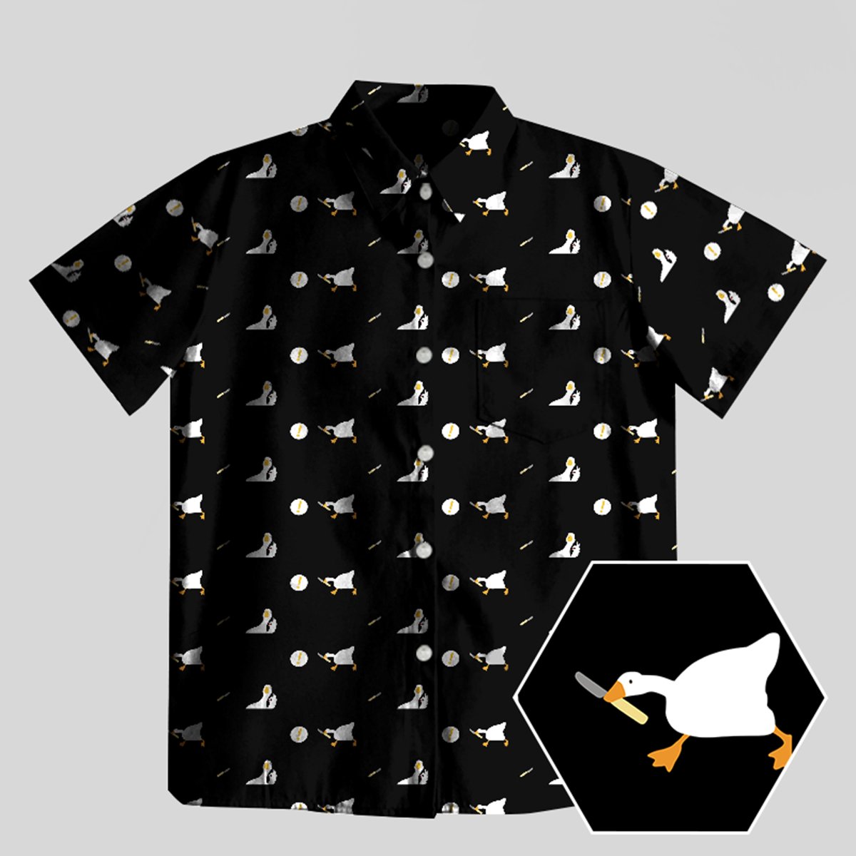 Peace Was Never An Option Goose Black Button Up Pocket Shirt - Geeksoutfit