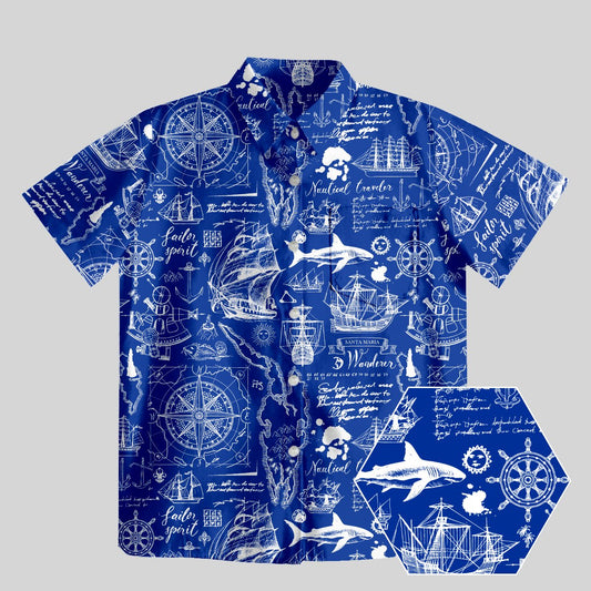 Pirates Dangerous Ocean Button Up Pocket Shirt - Geeksoutfit