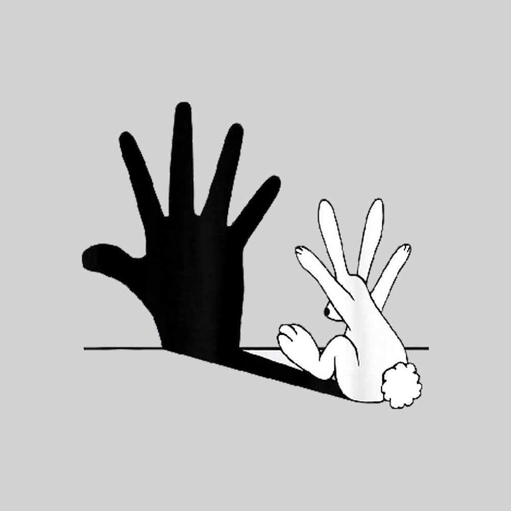 Rabbit Hand Shadow Funny T-Shirt - Geeksoutfit