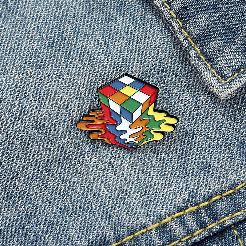 Rainbow Abstraction Melted Cube Enamel Pins - Geeksoutfit