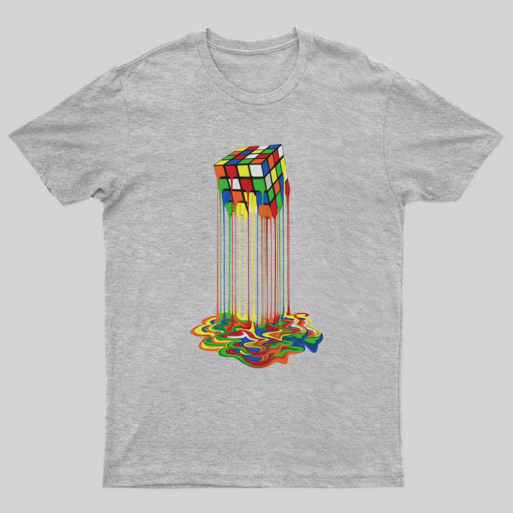 Rainbow Abstraction melted rubix cube T-Shirt - Geeksoutfit