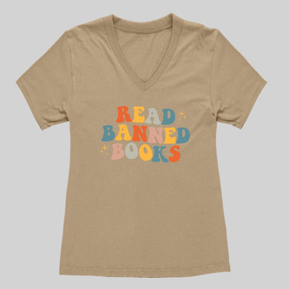 READ BANNED BOOKS Women's V-Neck T-shirt - Geeksoutfit