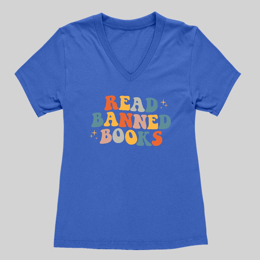 READ BANNED BOOKS Women's V-Neck T-shirt - Geeksoutfit