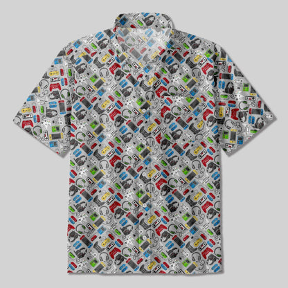 Retro Game Button Up Pocket Shirt - Geeksoutfit