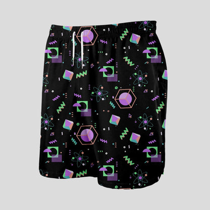 Science Atom Math Black Geeky Drawstring Shorts - Geeksoutfit