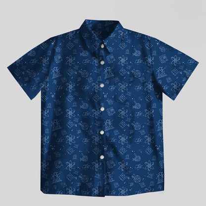 Science Lab Navy Blue Science Button Up Pocket Shirt - Geeksoutfit