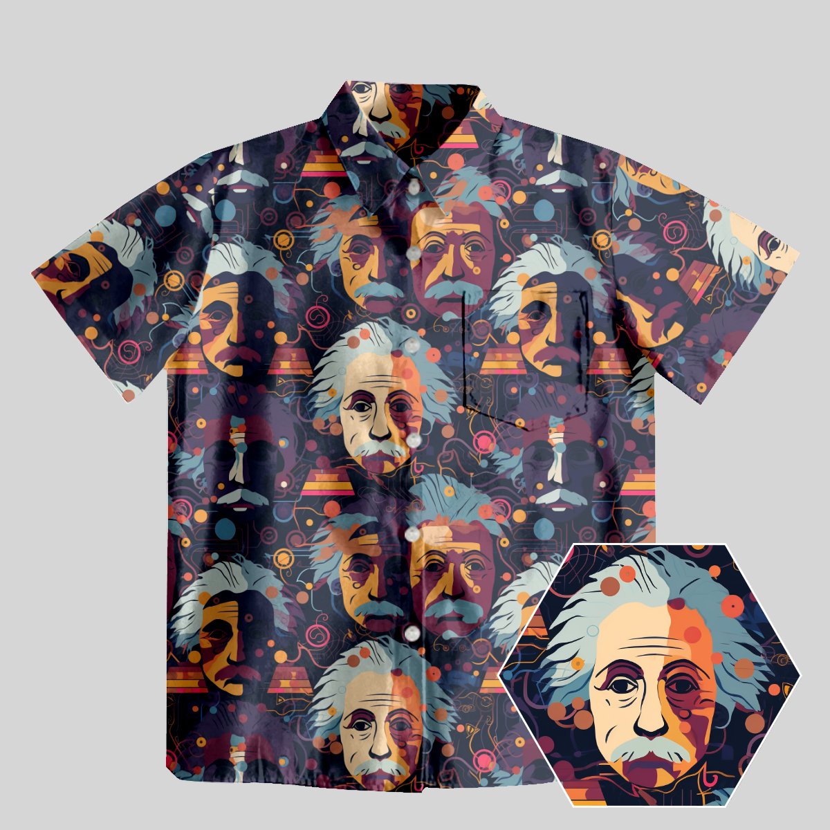 Scientist Einstein Button Up Pocket Shirt - Geeksoutfit