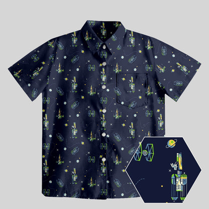 Spacecraft Button Up Pocket Shirt - Geeksoutfit