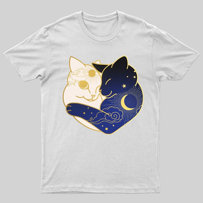 Sun and Moon Yin and Yang Cats Premium T-Shirt - Geeksoutfit