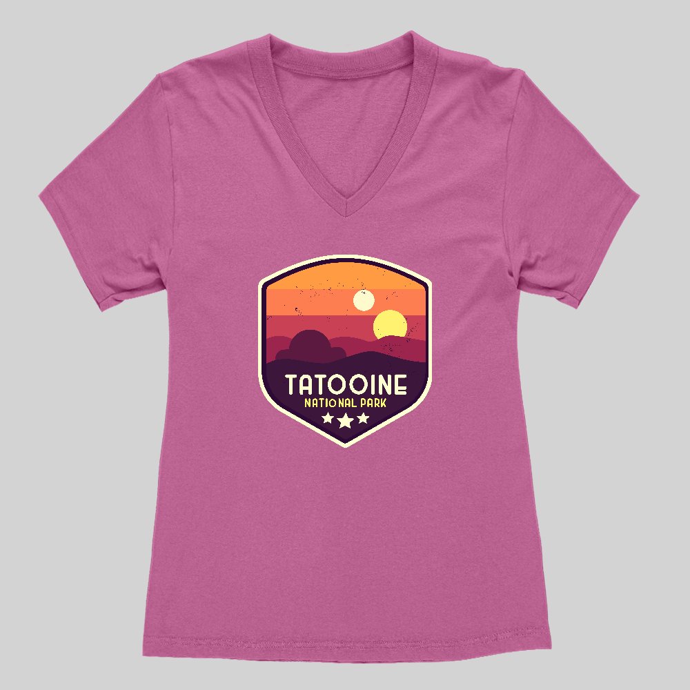 Tatooine National Park Emblem Women's V-Neck T-shirt - Geeksoutfit