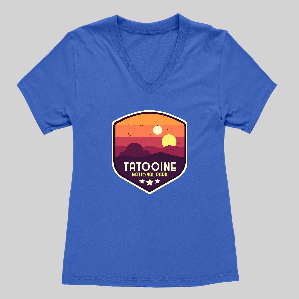 Tatooine National Park Emblem Women's V-Neck T-shirt - Geeksoutfit