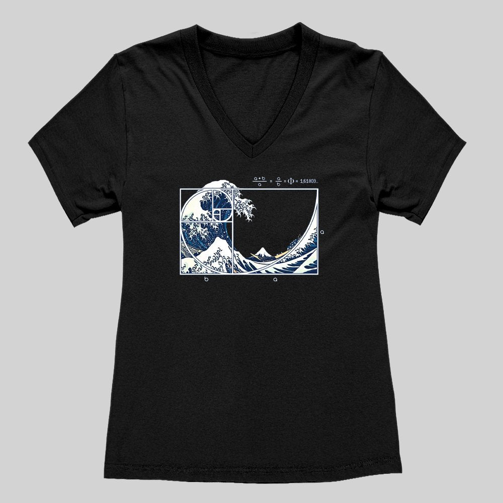The Great Fibonacci Wave Women's V-Neck T-shirt - Geeksoutfit
