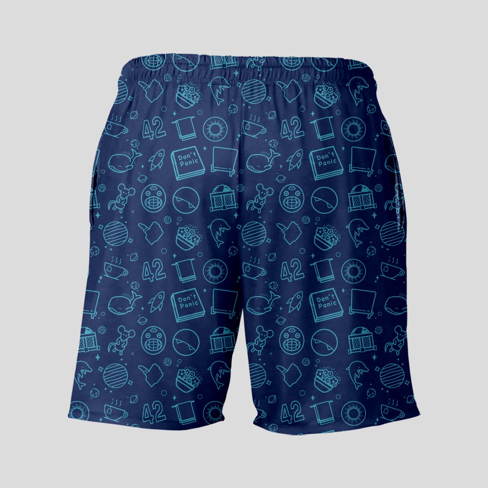 The Hitchhiker's Guide to the Galaxy Navy Geeky Drawstring Shorts - Geeksoutfit