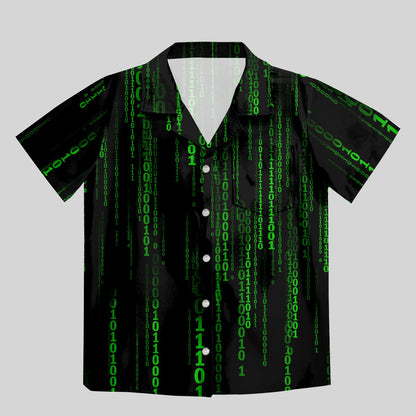 The Matrix Black Green Design Art Button Up Pocket Shirt - Geeksoutfit