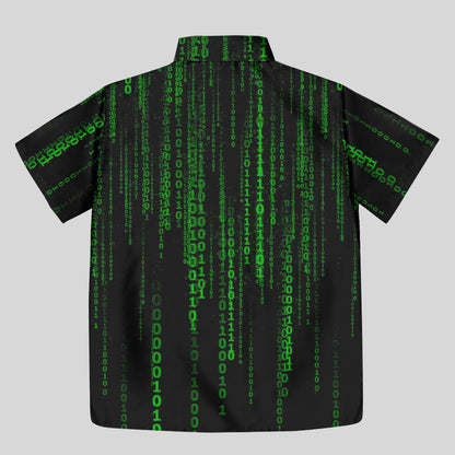The Matrix Black Green Design Art Button Up Pocket Shirt - Geeksoutfit