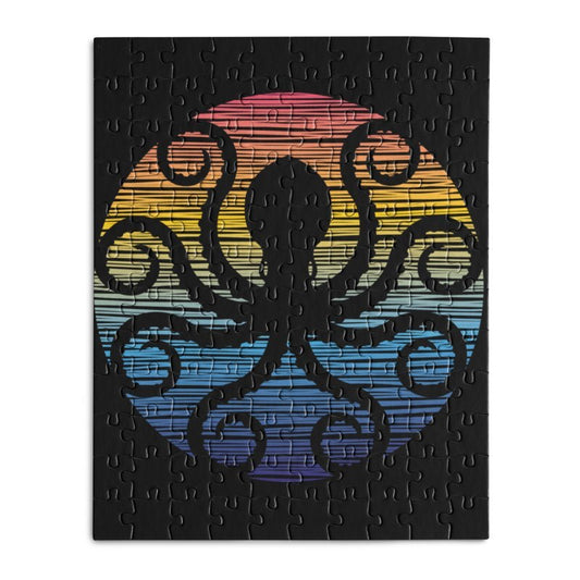 THE OCTOPUS SUNSET LINES-Wooden Jigsaw Puzzle - Geeksoutfit