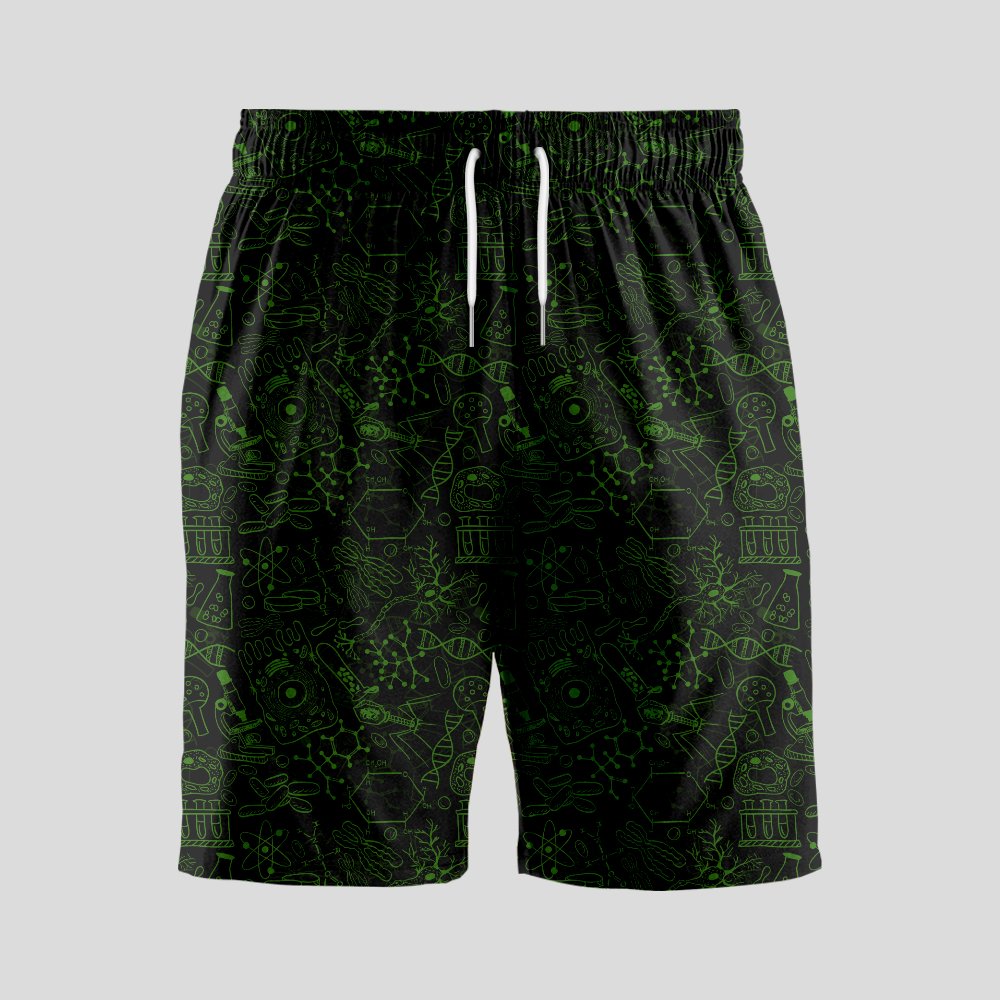 Virus Dark Green Geeky Drawstring Shorts - Geeksoutfit