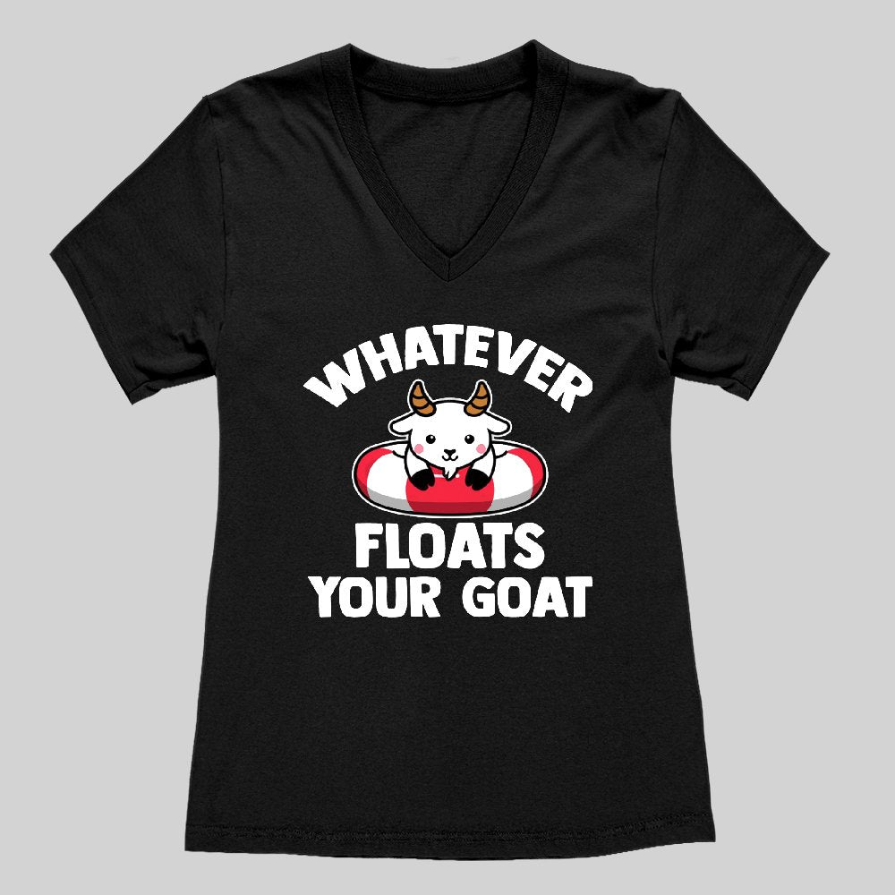 Whatever Floats Your Goat Funny Goat Boat Pun Women's V-Neck T-shirt - Geeksoutfit