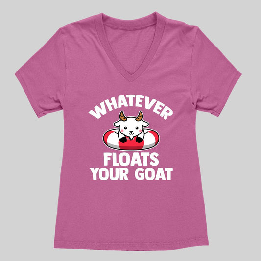 Whatever Floats Your Goat Funny Goat Boat Pun Women's V-Neck T-shirt - Geeksoutfit